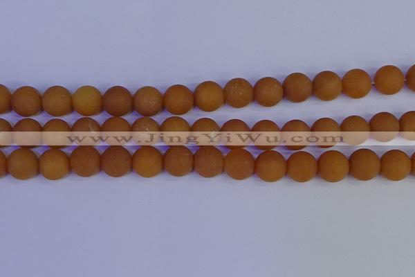 CYJ614 15.5 inches 12mm round matte yellow jade beads wholesale