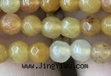 CYJ630 15.5 inches 4mm faceted round yellow jade beads wholesale