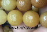 CYJ633 15.5 inches 10mm faceted round yellow jade beads wholesale