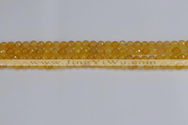 CYJ638 15.5 inches 4mm faceted round yellow jade beads wholesale