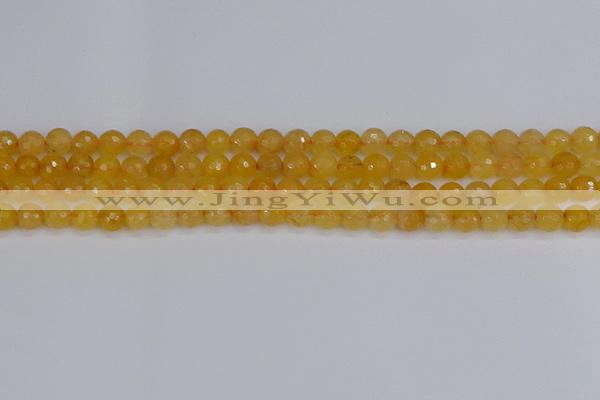 CYJ639 15.5 inches 6mm faceted round yellow jade beads wholesale