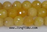 CYJ640 15.5 inches 8mm faceted round yellow jade beads wholesale