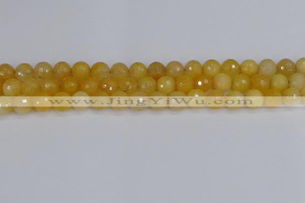 CYJ641 15.5 inches 10mm faceted round yellow jade beads wholesale