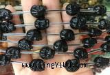 FGBS129 15 inches 12mm carved skull black obsidian beads wholesale
