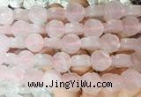 FGBS139 15 inches 14mm carved rose flower rose quartz beads