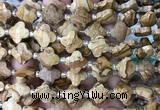 FGBS14 15 inches 12mm faceted Four leaf clover picture jasper beads