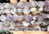 FGBS140 15 inches 14mm carved rose flower amethyst beads