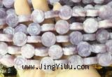 FGBS143 15 inches 14mm carved rose flower lepidolite beads