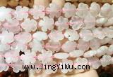 FGBS160 15 inches 15mm carved five petal flower rose quartz beads wholesale