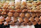 FGBS166 15 inches 15mm carved five petal flower red aventurine beads wholesale