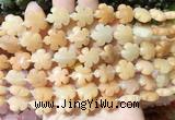 FGBS168 15 inches 15mm carved five petal flower pink aventurine beads wholesale