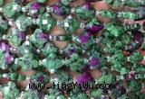 FGBS19 15 inches 12mm faceted Four leaf clover synthetic ruby zoisite beads
