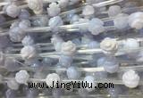 FGBS22 15 inches 8mm, 10mm, 12mm carved rose flower blue lace agate beads
