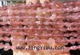 FGBS224 15 inches 10mm faceted four leaf clover strawberry quartz beads wholesale