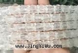 FGBS277 15 inches 8*10mm carved morning glory flower white crystal beads