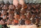 FGBS280 15 inches 15mm carved five petal flower brecciated jasper beads