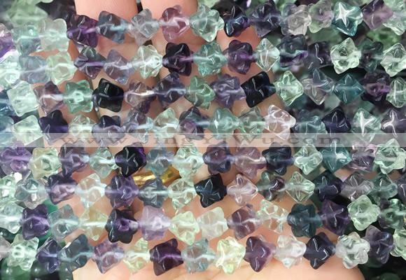 FGBS291 15 inches 6*6mm carved cube fluorite gemstone beads
