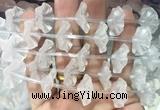 FGBS58 15 inches 8*16mm carved morning glory flower white crystal beads