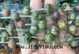 FGBS96 15 inches 12mm carved skull unakite beads wholesale
