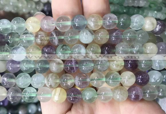 FLBS33 15 inches 8mm round colorful fluorite beads wholesale