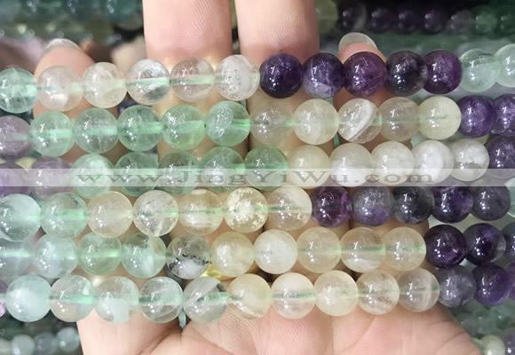 FLBS36 15 inches 8mm round colorful fluorite beads wholesale