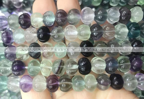 FLBS41 15 inches 8*10mm carved pumpkin fluorite beads wholesale