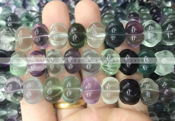FLBS43 15 inches 10*14mm carved pumpkin fluorite beads wholesale