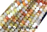 FWBS03 15 inches 5*8mm faceted rondelle golden flower jade beads
