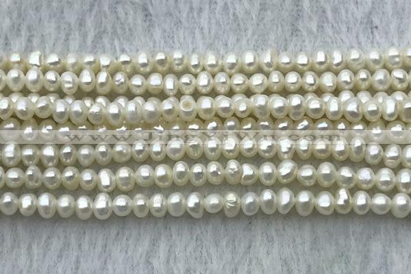 FWP09 14.5 inches 2.5mm - 3mm potato white freshwater pearl strands