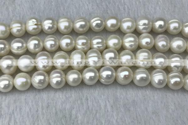 FWP100 15 inches 9mm - 10mm potato white freshwater pearl strands