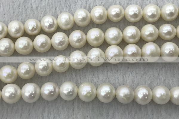 FWP105 15 inches 9mm - 10mm potato white freshwater pearl strands