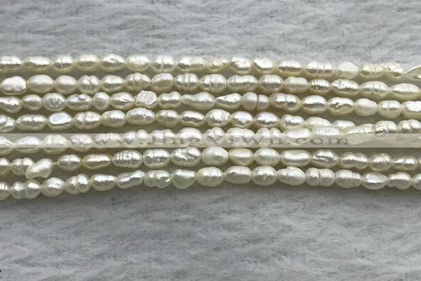 FWP151 14.5 inches 2.5mm rice white freshwater pearl strands