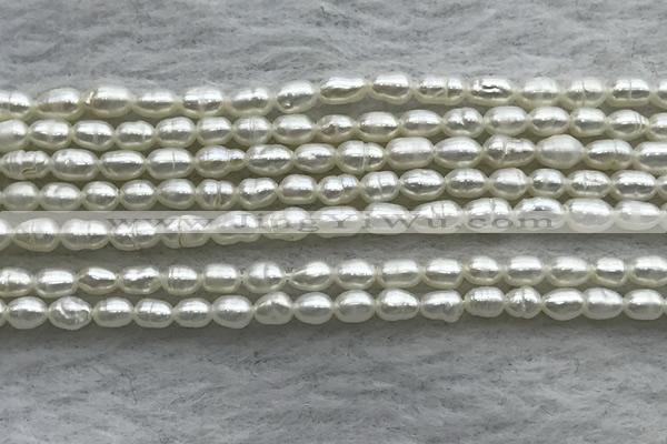 FWP153 14.5 inches 2mm - 3mm rice white freshwater pearl strands