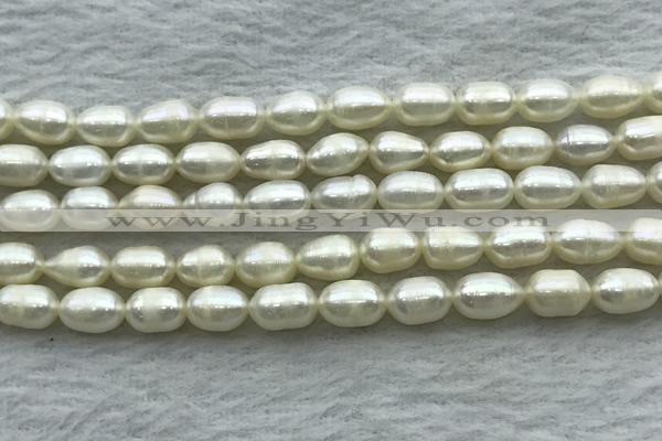 FWP172 14.5 inches 5mm - 6mm rice white freshwater pearl strands