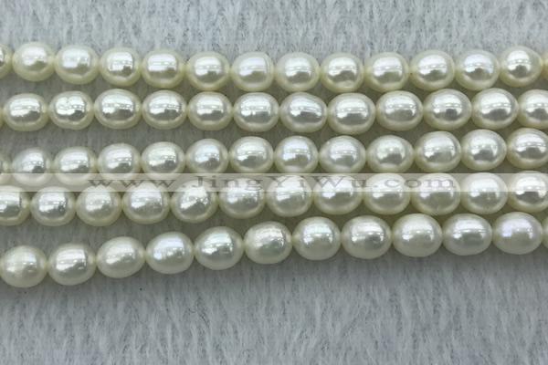 FWP178 15 inches 6mm - 7mm rice white freshwater pearl strands