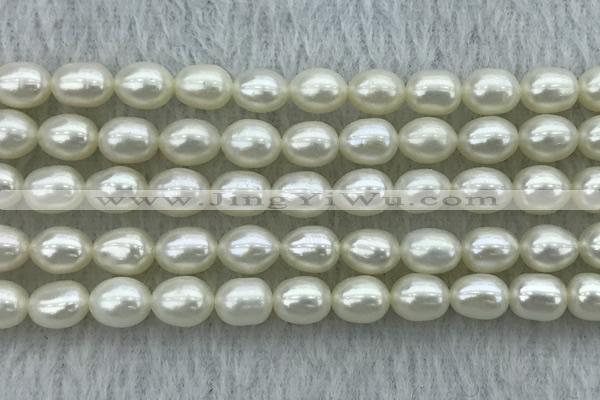 FWP181 15 inches 6mm - 7mm rice white freshwater pearl strands