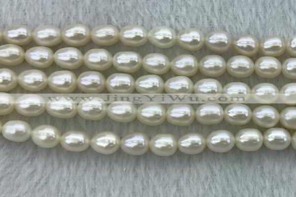FWP182 15 inches 6mm - 7mm rice white freshwater pearl strands