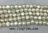 FWP245 15 inches 8mm - 9mm baroque white freshwater pearl strands