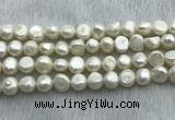 FWP250 15 inches 9mm - 10mm baroque white freshwater pearl strands