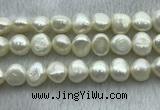 FWP260 15 inches 11mm - 12mm baroque white freshwater pearl strands