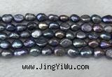 FWP282 15 inches 7mm - 8mm baroque black freshwater pearl strands