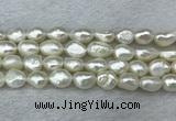 FWP286 15 inches 9mm - 10mm baroque white freshwater pearl strands