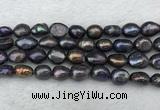 FWP288 15 inches 9mm - 10mm baroque black freshwater pearl strands