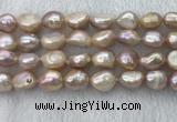 FWP306 15 inches 11mm - 12mm baroque purple freshwater pearl strands
