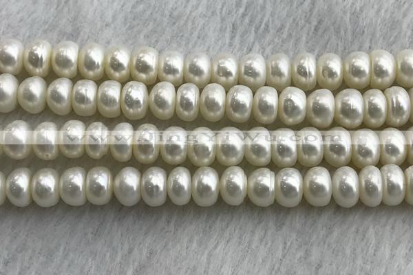 FWP324 15 inches 8mm - 9mm button white freshwater pearl strands