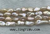 FWP356 9mm - 10mm baroque light purple freshwater pearl strands