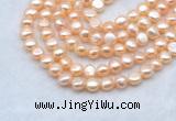 FWP491 14 inches 8mm - 9mm baroque pink freshwater pearl strands