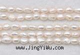 FWP496 14 inches 8mm - 9mm baroque white freshwater pearl strands