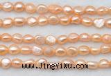 FWP497 14 inches 8mm - 9mm baroque pink freshwater pearl strands