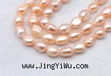 FWP501 14 inches 10mm - 11mm baroque pink freshwater pearl strands